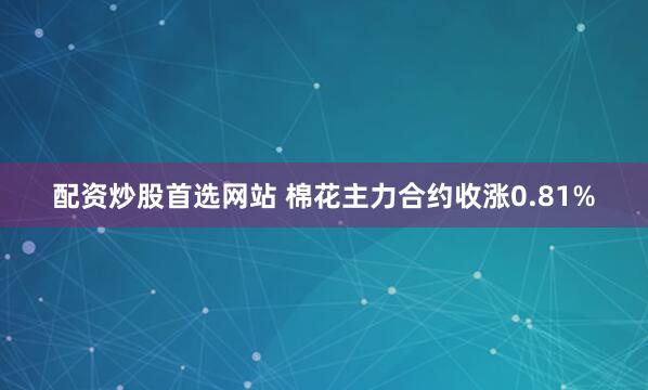 配资炒股首选网站 棉花主力合约收涨0.81%